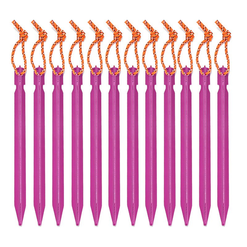 12PCS Aluminum Alloy Tent Nail Pegs Stakes With Rope Lightweight Camping Outdoor