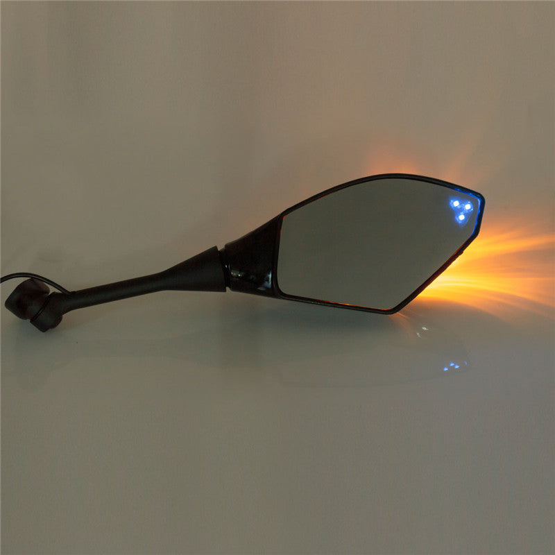 Blue Design LED Turning Signal Mirrors For Honda Suzuki Kawasaki Ducati