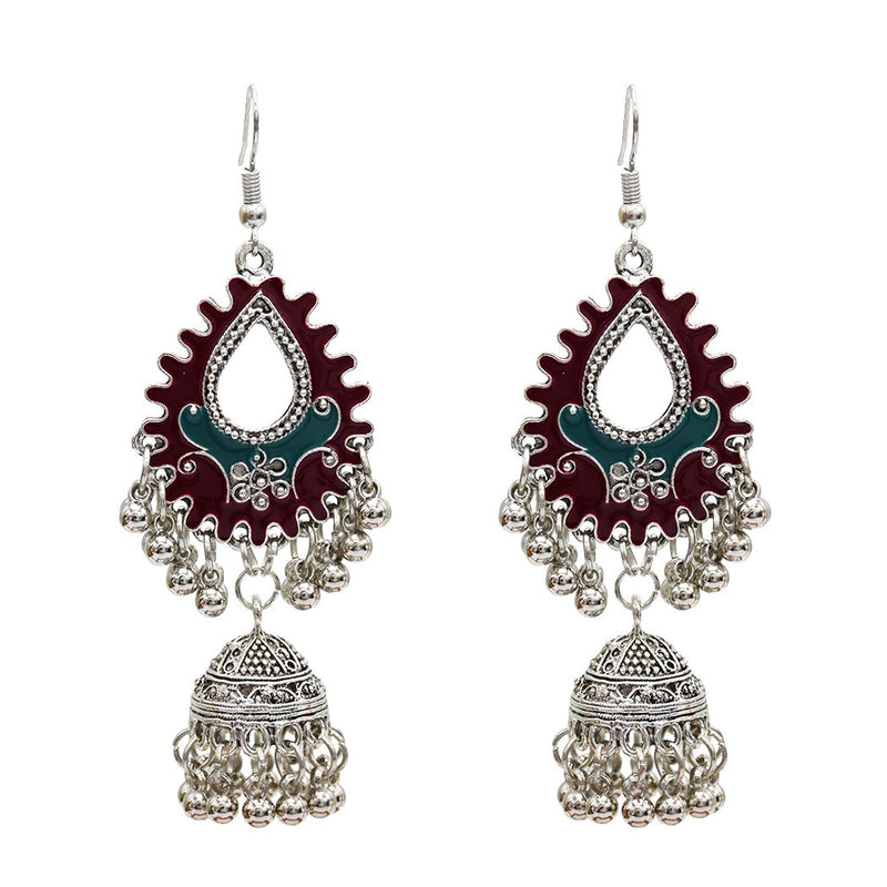 Bohemian Tassel Earring Hallow Bell Drop Earrings Retro Sliver Earrings for Women