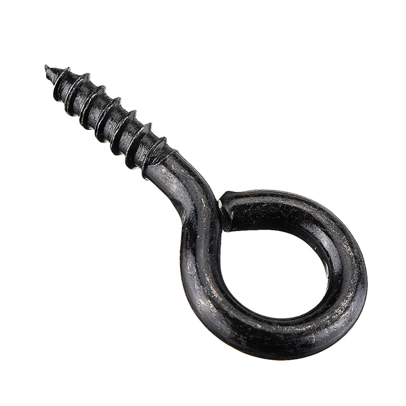 44Pcs Screw Eyes Zinc Plated Self Tapping Thread Eye Bolt Ring Hooks With Expansion Pipe Black