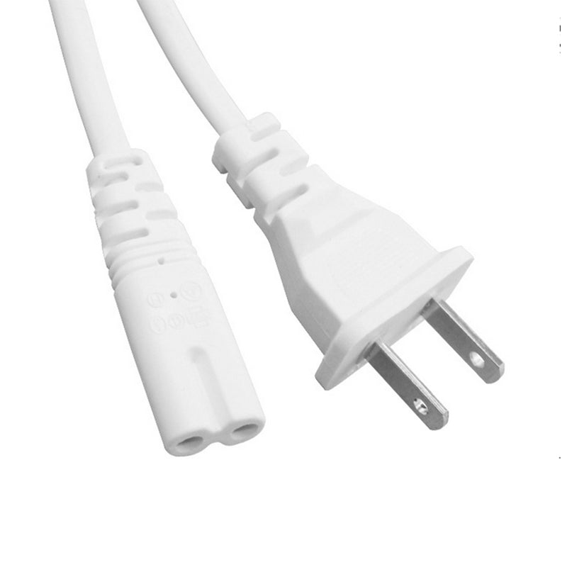 1.5m AC US C8 Plug Power Supply Adapter Cord Cable PVC White Power Adapter Connector Line