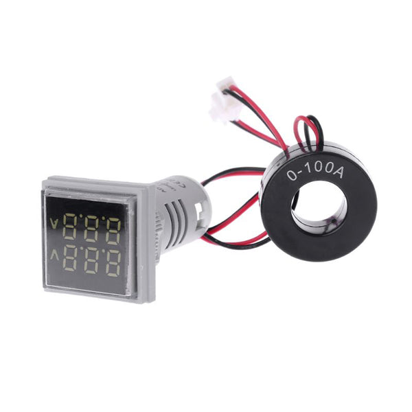 3pcs White Light AC 60-500V 0-100A D18 Square LED Digital Dual Display Voltmeter Ammeter Voltage Gauge Current Meter