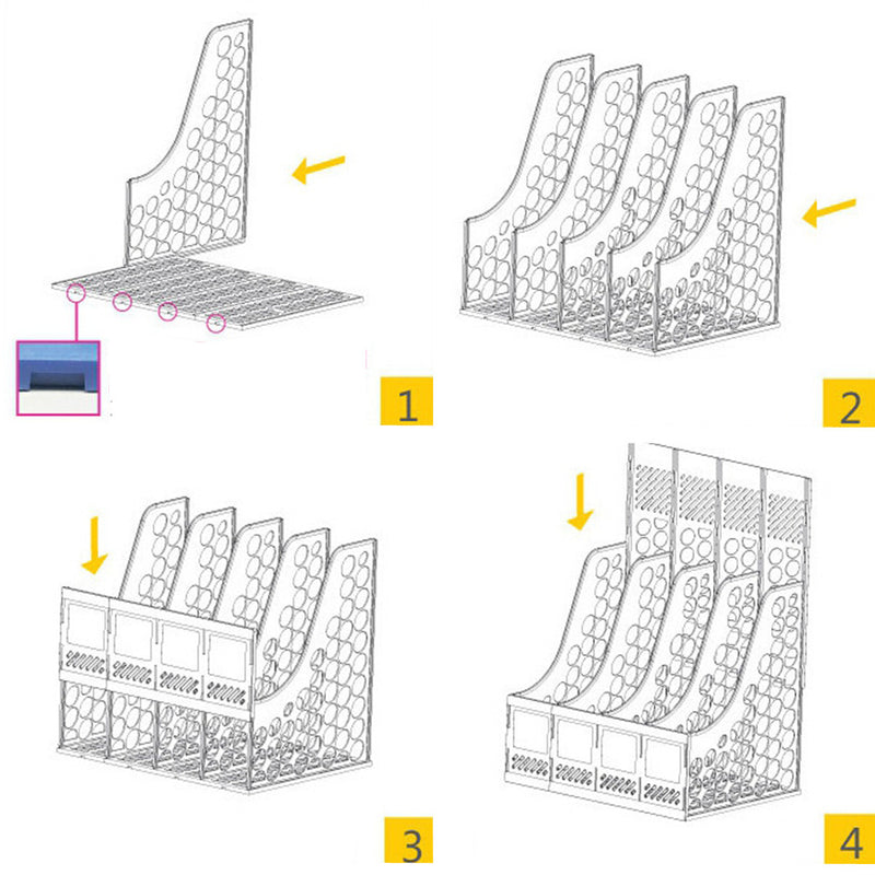 Detachable A4 File Holder Document Trays 4 Slots File Box Plastic File Books Organizer For Desktop Storage Office School Supplies Classify