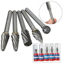 Drillpro RB29 5pcs 1/4 Inch Shank 10mm Tungsten Carbide Burr Rotary Cutter file Set Engraving Tool