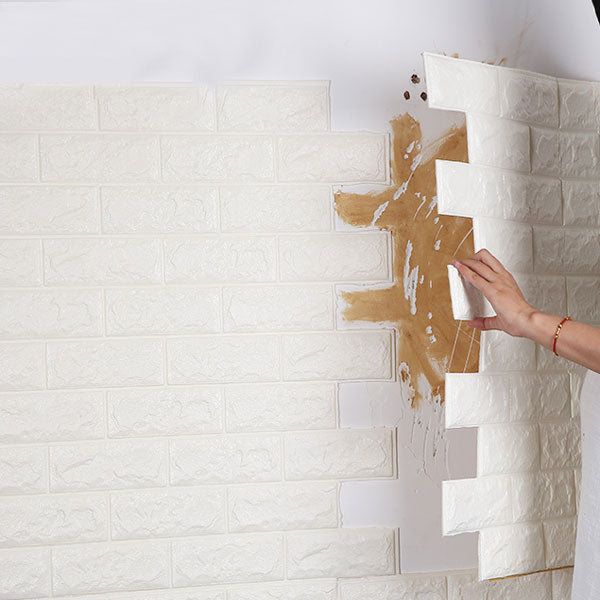 4Pcs 3D Elasticity Brick Grain Wallpaper Wall Stickers DIY Anti-collision Sound Insulation Self-adhesion Decal