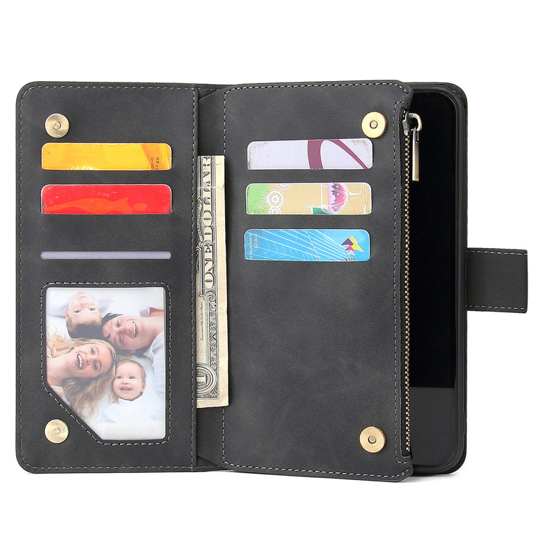 Luxury Flip PU Leather Zipper Wallet Phone Bag Multi Card Slots Protective Case for iPhone 11 / Pro / Pro Max / XR