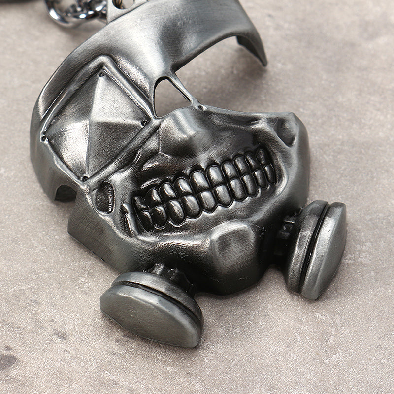 Cool Tokyo Ghoul Metal Mask Keychain Japanese Anime Pendant Key Ring Halloween