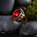 Trendy Red Glass Titanium Steel Ring Gold Plated Ball Ring for Men Women