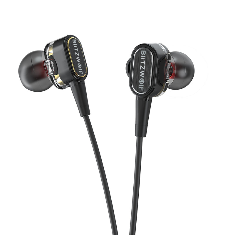 BlitzWolf BW-ES4 Dual Dynamic Drivers Graphene Earphone 3.5mm Wired Control In-ear Earbuds Magnetic Headphone with Mic