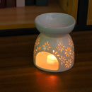Ceramic Candle Holder Oil Incense Burner Wax Melt Warmer Daisy Design Tealight