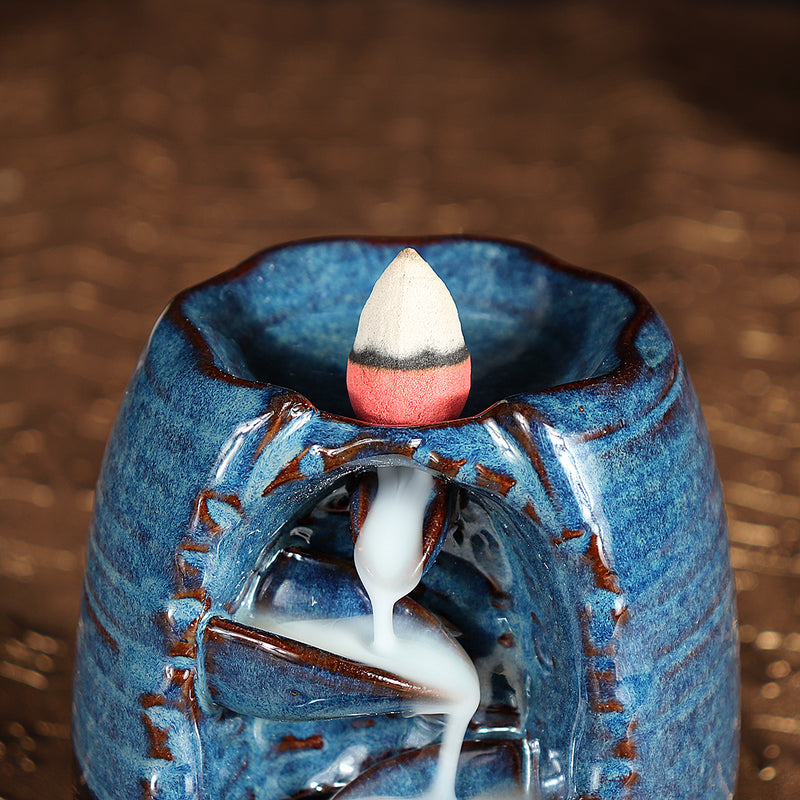 Ceramic Mountain Handicraft Waterfall Backflow Incense Burner Holder Office Home Decorations
