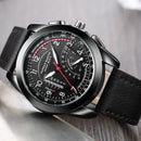 HANNAH MARTIN BN02 Men Quartz Watch Fashion Fake Dial Leather Strap Military Sport Watch
