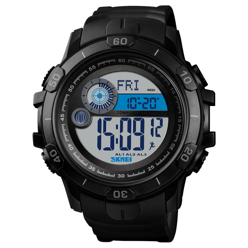 SKMEI 1480 Men Fashion Luminous Display Alarm Clock Compass Calories Distance Modes Smart Digital Watch