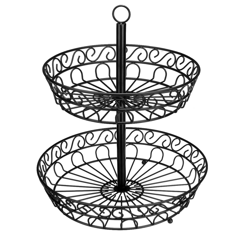 30cm Kitchen Restaurant Fruit Vegetable Basket 2 Tier Iron Rack Storage Organizer Stand Holder