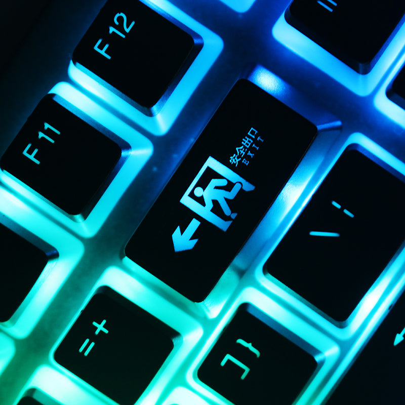 OEM Profile Exit Light Translucent Backspace Keycaps Key Caps Red Black