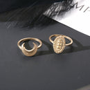 5 Pcs Bohemian Finger Rings Set Moon Oval Shield Ring Fashion Jewelry for Women