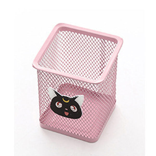 Creative Stationery Children Student Cartoon Metal Mesh Pen Holder Desktop Arrangement Grid Office Receiving Barrel