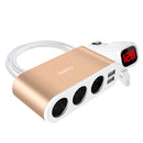 YANTU B08 2USB Port 3 Way Car Socket  Splitter DC 12~24V Car Charger