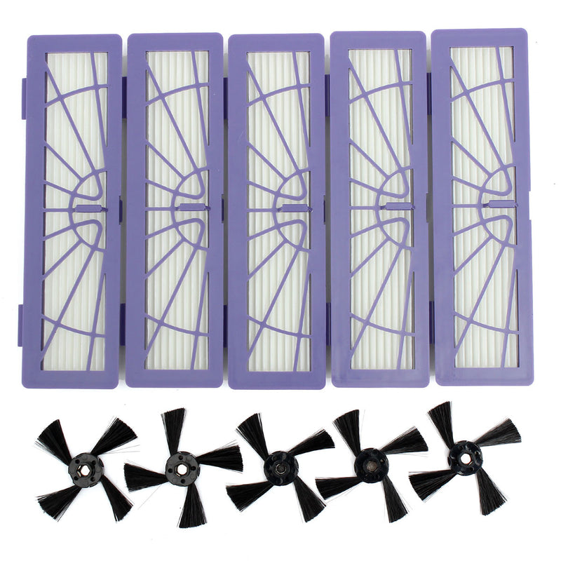 10Pcs HEPA Filter And Side Brush For Neato BotVac 70e 750 80 85 Robotic Cleaner
