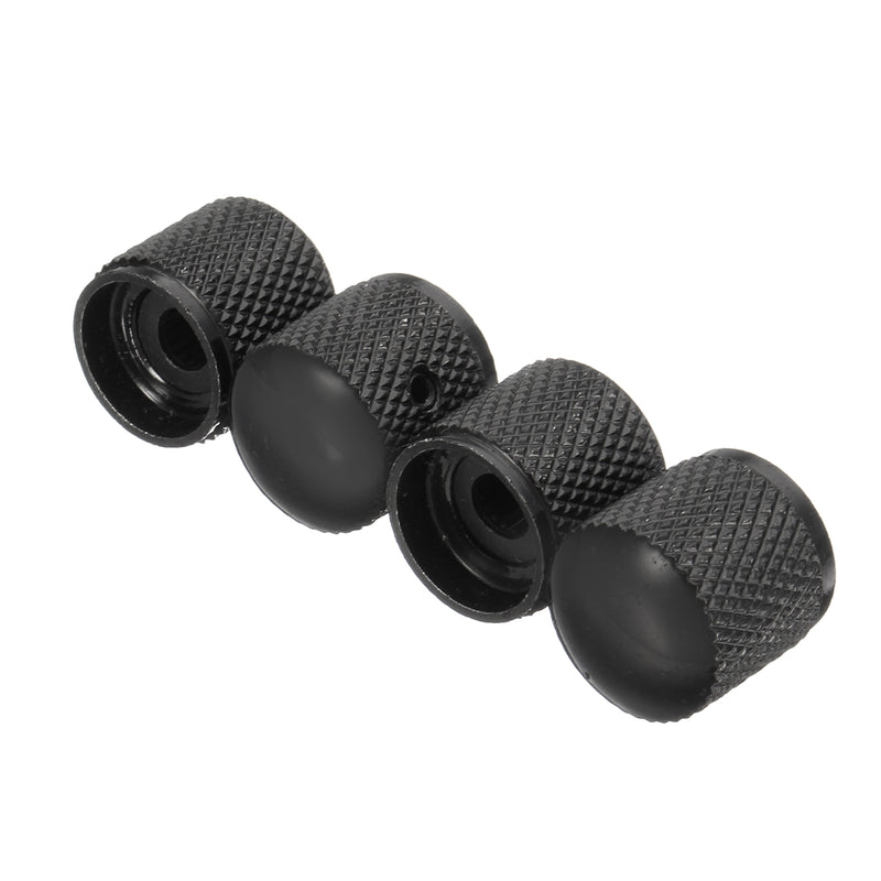 4 Pcs Black Chrome 6mm Guitar Knobs Tone Volume for Electric Guitar Bass