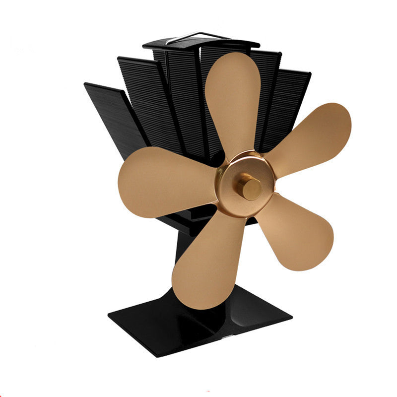 5 Blade Heat Self-Powered Wood Stove Fan Top Log Burner Fireplace Silent Ecofan