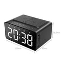 AEC BT508 Wireless Bluetooth Speaker Wireless Charger, USB Charging for Phone Portable Double Alarm Clock FM Radio Subwoofer, Three-range Brightness Adjustment