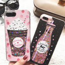 3D Cartoon Glitter Quicksand Drink Bottle Ice Cream Shiny Bling Case for iPhone 6/6s plus 7/7Plus