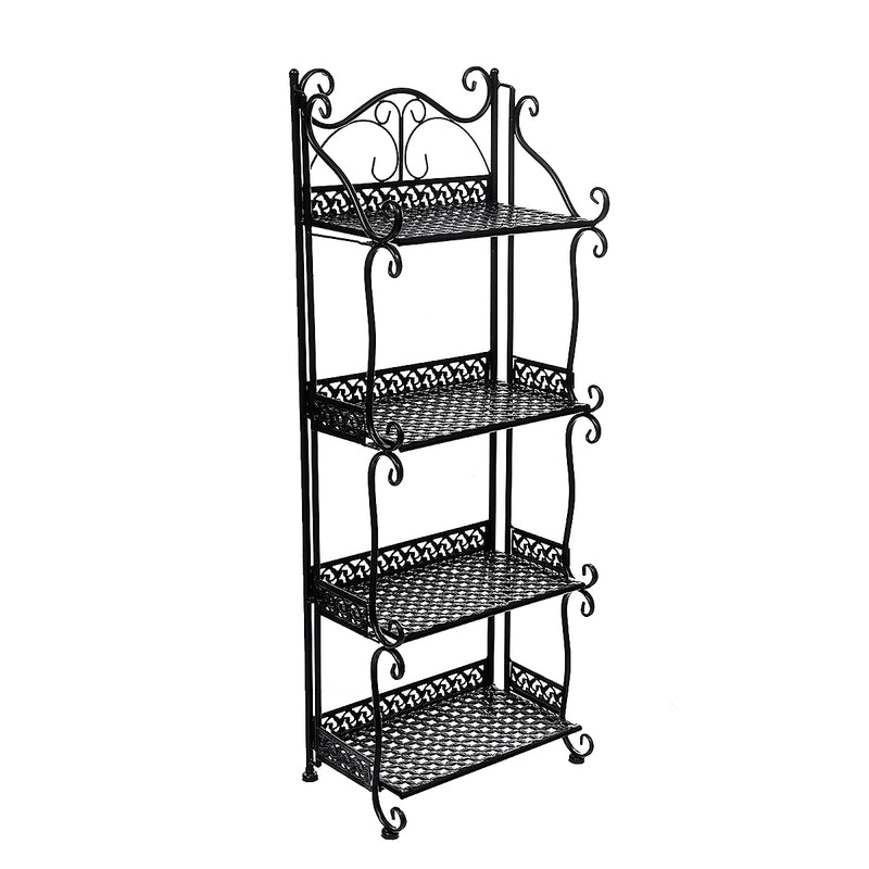 Black 4 Tier Standing Shelves Shelving Unit Kitchen Storage Rack