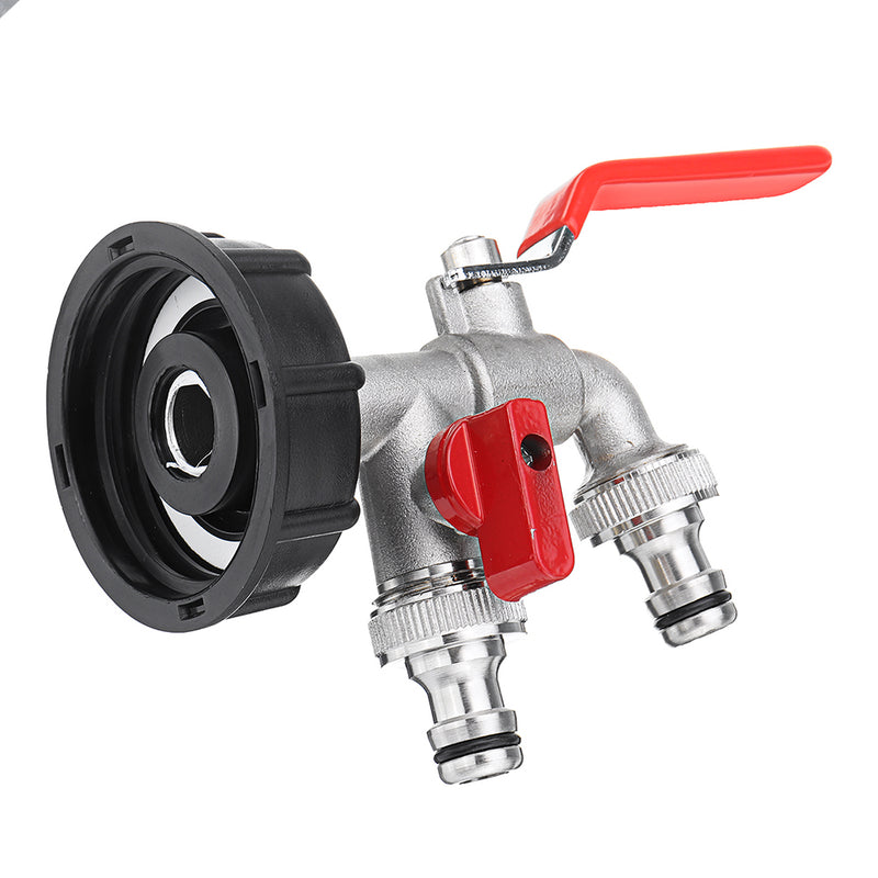 1/2 Inch S60x6 IBC Brass Water Tank Adapter Double Head Tap Outlet Replacement Valve Fitting for Garden Water Connector