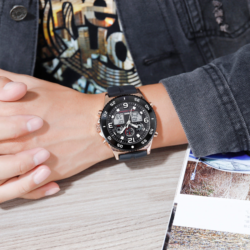SKMEI 1538 Business Style Dual Display Watch Alarm Multifunction Metal Case Men Digital Watch