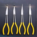 4Pcs 11 inch Extra Long Nose Pliers Straight Bent Mechanic Equipment Hand Tool Set