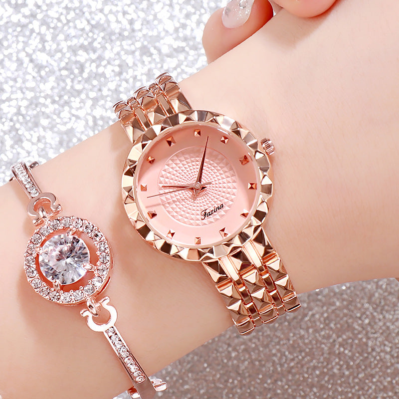 Deffrun Full Steel Case Casual Style Women Wrist Watch Clock Quartz Watches