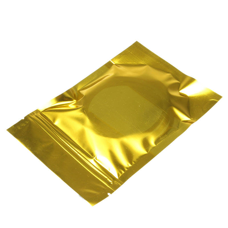 100pcs Gold Aluminum Foil Stand Up Bags Zip Lock Mylar Pouches With Window Food Grade