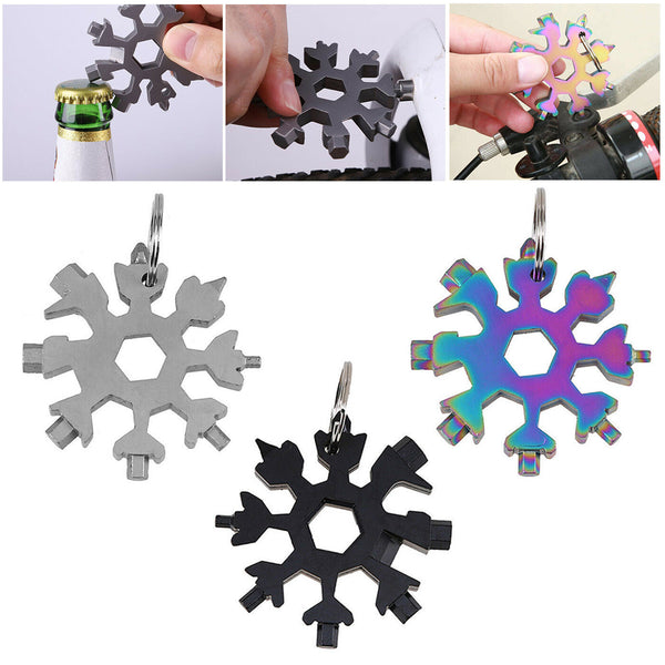 18 In 1 Snowflake Shape Multi Tool KeyChain Screwdriver EDC Tool