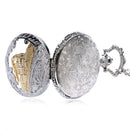 Deffrun Vintage Style Silver Case Unisex Watch 3D Design Cover Pocket Watches