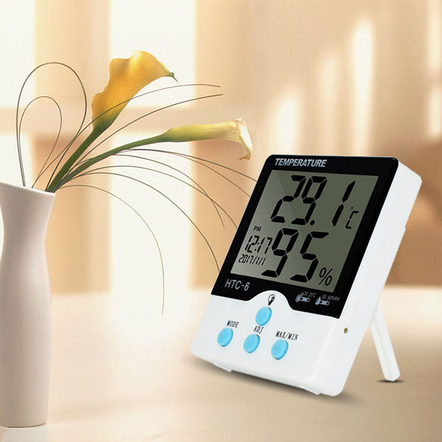 Loskii HC-17 Digital High Accuracy Hygrometer Thermometer Alarm Clock with Large LCD Screen & Backli