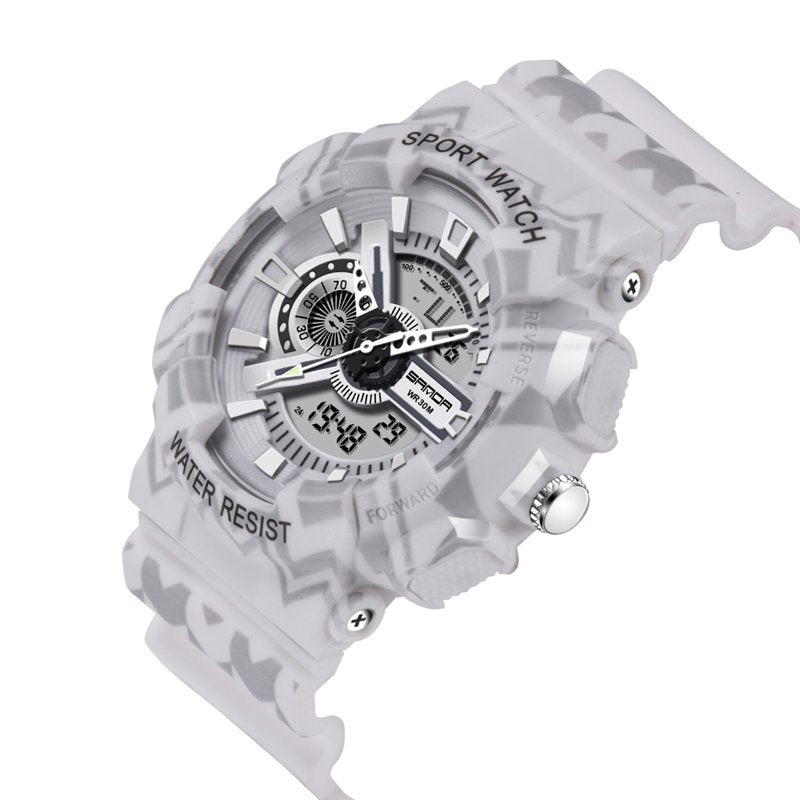 SANDA 999 Digital Watch Male Sport Waterproof Stopwatch Outdoor Dual Display Wrist Watch