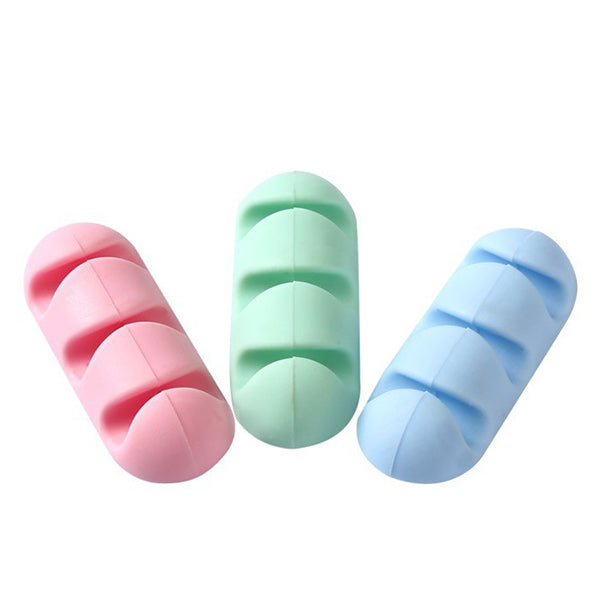 2Pcs Self-adhesive Data Cable Line Organizer Clip 3 Slot Silicone Wire Cable Holder Cable Management