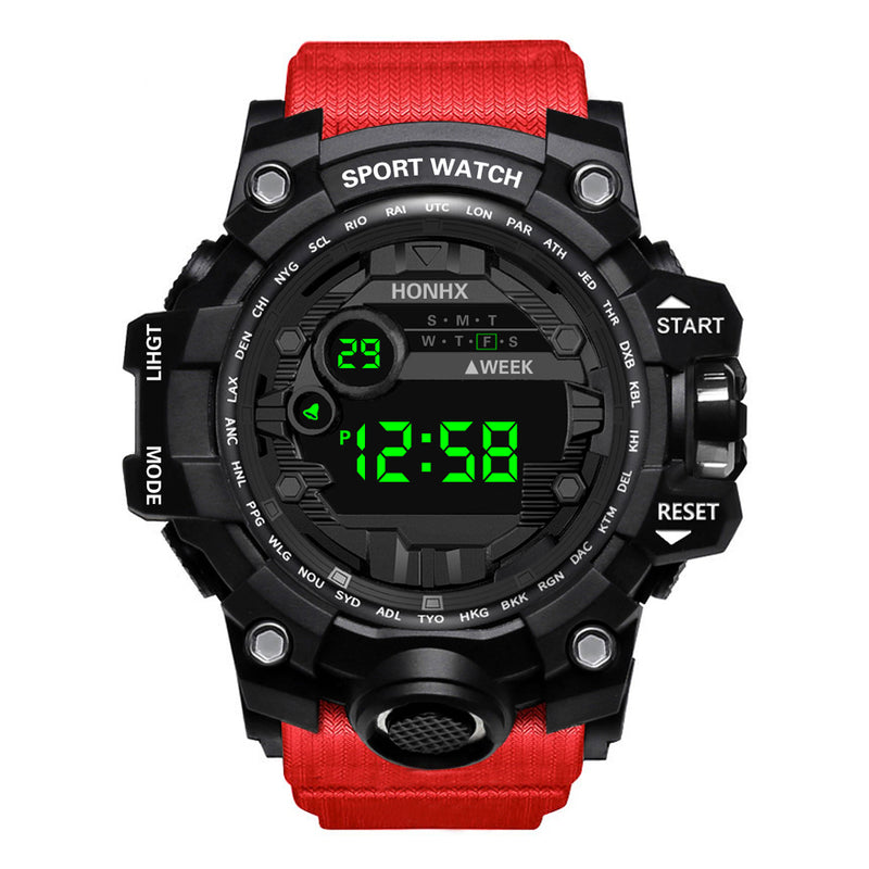 HONHX 55-66F Men Luminous Display Alarm Clock Stopwatch Sport Digital Watch