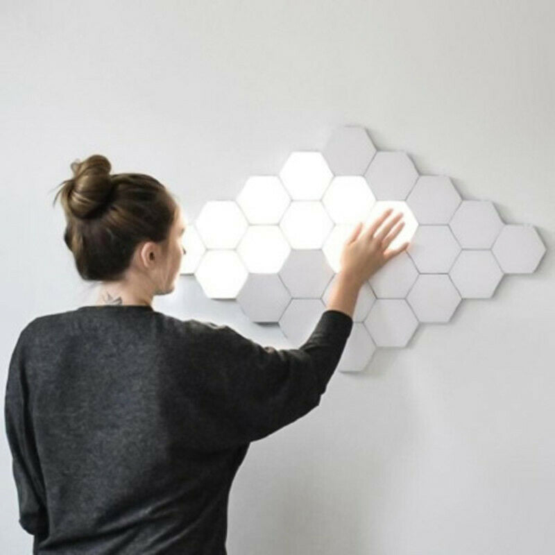 LED Quantum Hexagonal Wall Lamp Modular Touch Sensor Light Fixture Living Room  Decorative Smart Light