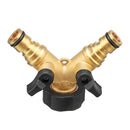 3/4" Brass 2 Way Hose Manifold Quick Connector Nozzle Y-Type Tap Water Splitter Garden Faucet Watering Pipe Adapter