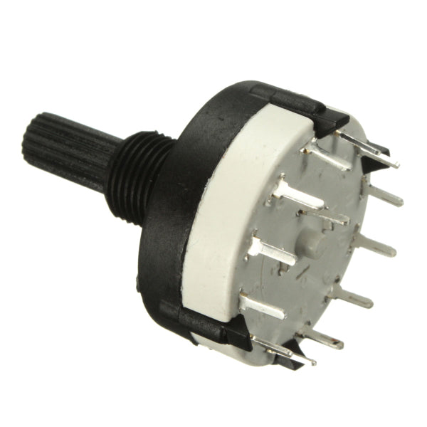 1 Pole 12 Way 0.3A 250VAC Black Rotary Switch Solder Terminals 18 Teeth Shaft