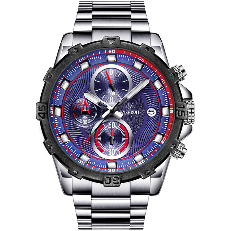 WISHDOIT WSD-018 Men Watch Luxury Sport Stainless Steel Strap Male Quartz Watch