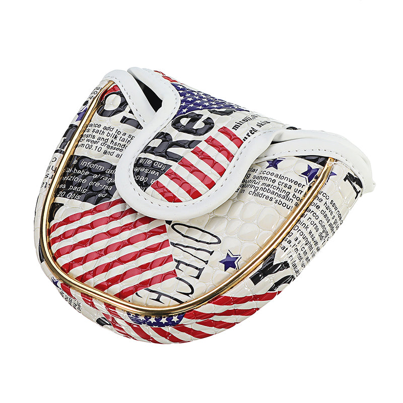 1Pcs Golf Clubs Cover Square Mallet Putter Cover USA Flag Headcover Protector Cue Protective Sleeve