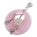 Women Girls Fashionable Rhinestone Charms Flower Pendant Necklace DIY Jewelry Making Pendant Gift Accessory Pink