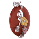 Women Girls Rhinestone Charms Flower Pendant Necklace DIY Jewelry Making Accessory Wine Red