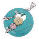 Women Girls Fashionable 40mm Gemstone Flower Charms Necklace DIY Pendant Jewelry Making Accessory Blue Turquoise