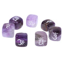 7pcs Engraved Amethyst Reiki Chakra Healing Crystal Cubes Stone Gemstone