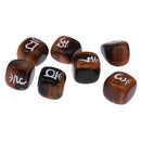 7pcs Engraved Tiger's Eye Reiki Chakra Healing Crystal Cubes Stone Gemstone