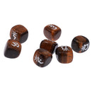 7pcs Engraved Tiger's Eye Reiki Chakra Healing Crystal Cubes Stone Gemstone